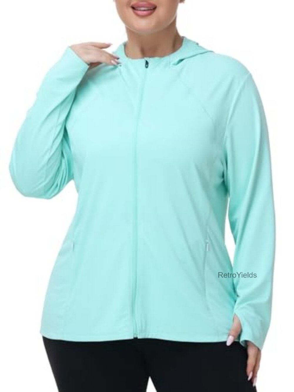 Women's Plus Size Sun Protection Hoodie Full Zip UPF 50+ Athletic Jacket